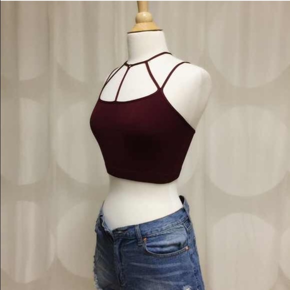 Dark burgundy bralette crop - Picture 3 of 3