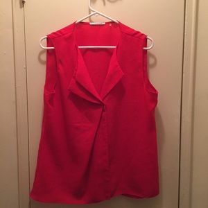 Cherry red Tahari sleeveless blouse