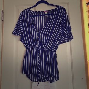 Black and white striped blouse