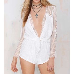 Lace long sleeve black romper