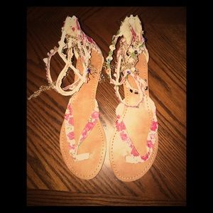 LOWER!! Nine West Flower Sandals w/ Ornate Straps