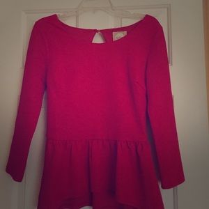 Red peplum top- elbow length