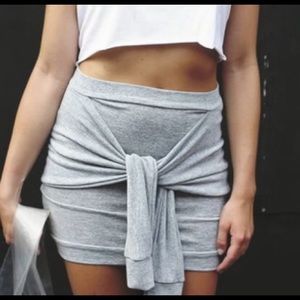 Tie-front grey skirt