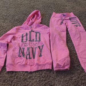 Girls old navy pink jogging suit