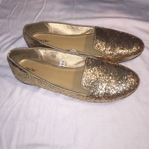 Gold Glitter Loafers