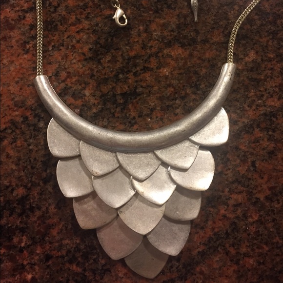 Silver plated bib necklace