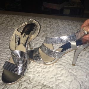 Michael kors  sequin  silver heels/ sandals  new
