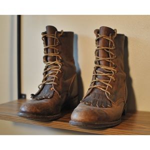 Vintage Justin roper lace-up boots