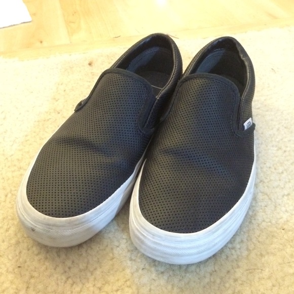 Black Perforated Leather Vans 🏴