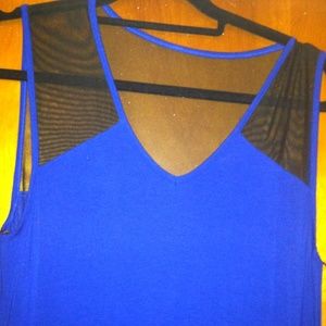 NWT Cache dress- sz 14, royal blue with black mesh