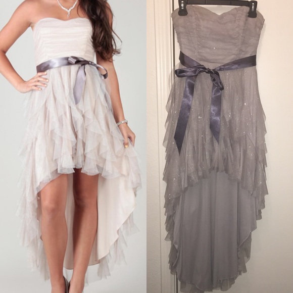 High-Low silver dress with ruffles!