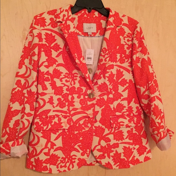 NWT Loft Coral/Cream Floral Blazer