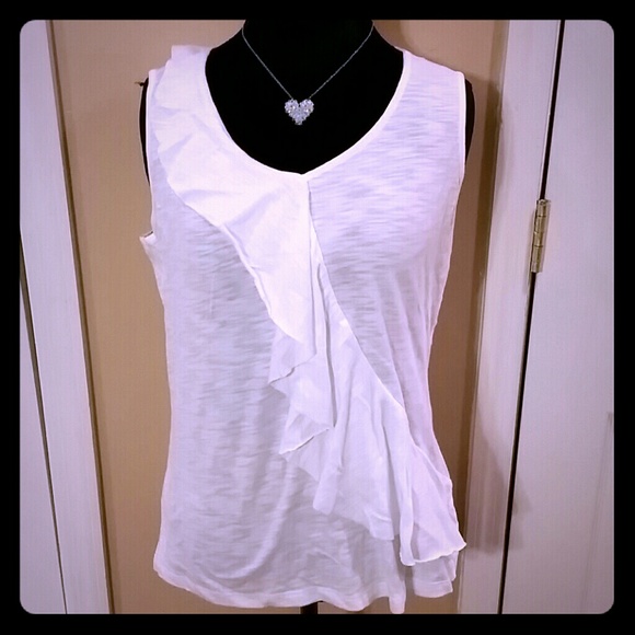 Chico's Tops - Chico's white ruffle tank top size 2