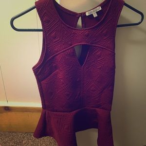 Charlotte Russe quilted peplum with keyhole