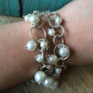 Premier Designs Pearl & Silver Circle Bracelets