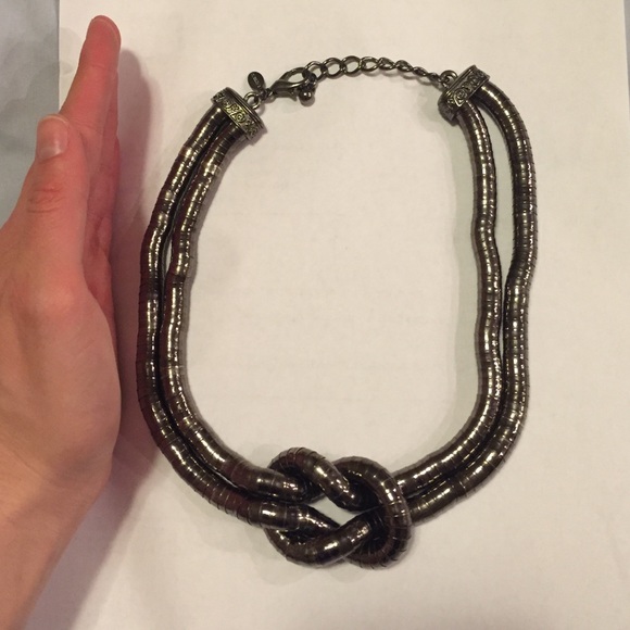 Dark silver snake like knotted necklace - Picture 3 of 3