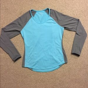 Athleta running top : blue and grey