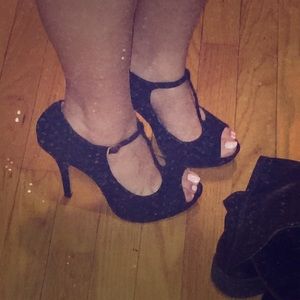 Black Peep Toe Pumps - Bakers