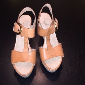 Franco Sarto Tan Wedge Heels