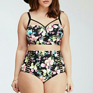 HTF! floral strappy bikini - TOP & BOTTOM! F21+