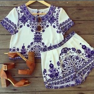 Beautiful Blue and White Two Piece