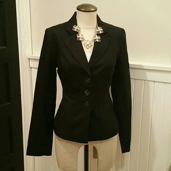 Black linen blazer, size 6