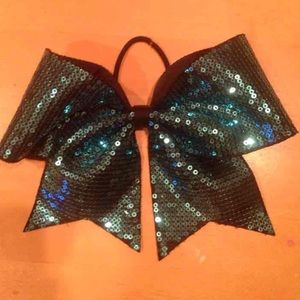 Blue and black cheer bow