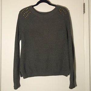 Express Army Green Studded Sweater
