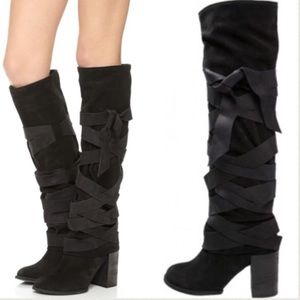New Free People Black Paradiso Wrap Tall Boots