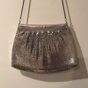 Silver Metal Mesh Crossbody Bag