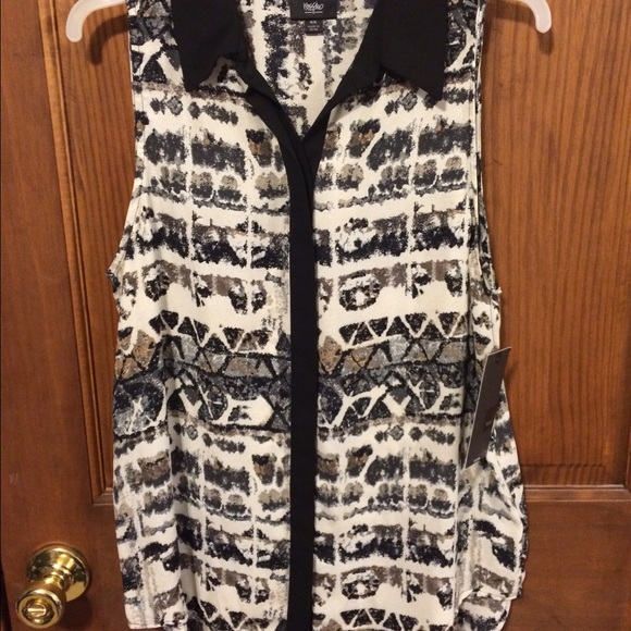 Patterned silky tank blouse