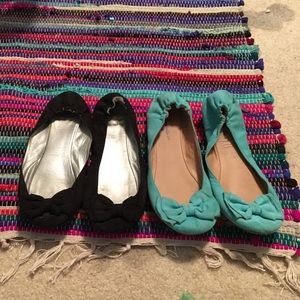 Blue and black Bow flats