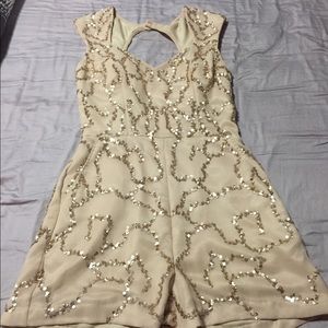 Beige and gold romper