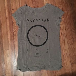 Army green T-Shirt, women's medium but fits long.