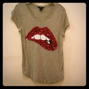 H&M Bling Lip Biting tee