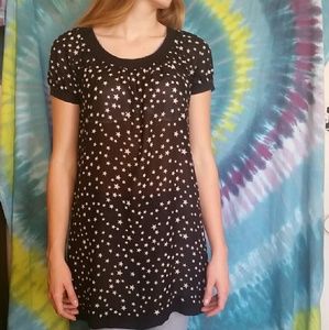Black asymmetrical dress with stars