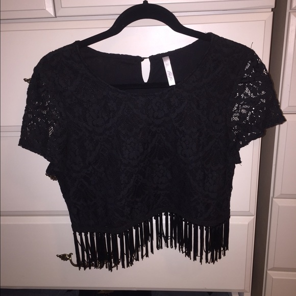 Black lace crop top