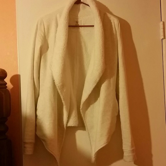 Draped open front sweater