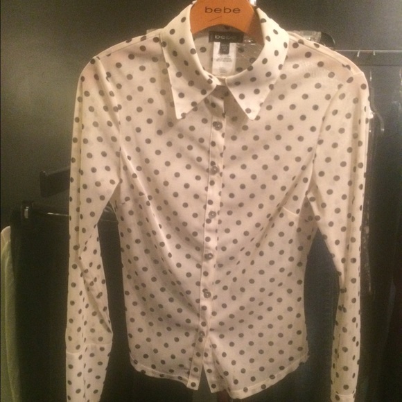 Bebe Sheer Polk a Dot Blouse