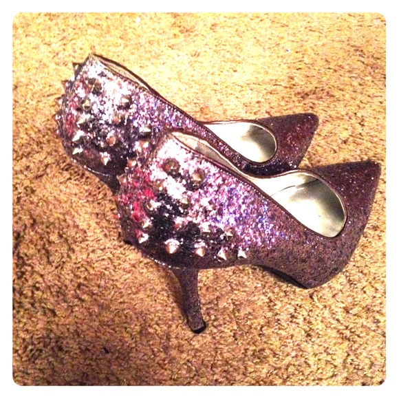 Metallic Purple spiked heels