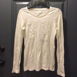 AE ivory long sleeve shirt w/sequins