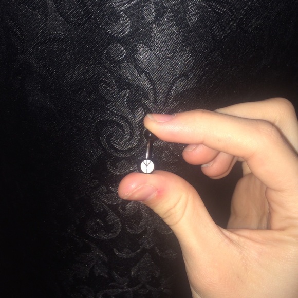 Inverted Peace Sign Belly Button Ring