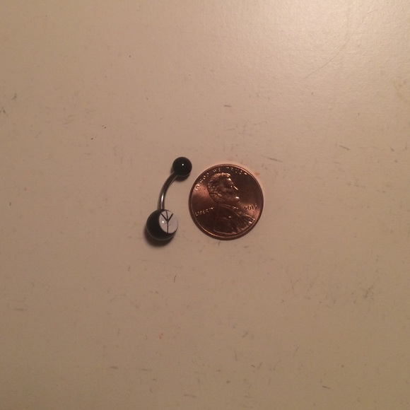 Inverted Peace Sign Belly Button Ring - Picture 2 of 3
