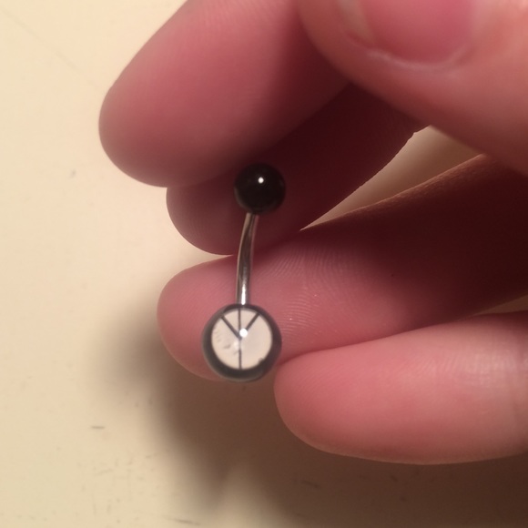 Inverted Peace Sign Belly Button Ring - Picture 3 of 3