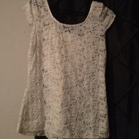 Rue 21 large lace cream shirt with huge bow