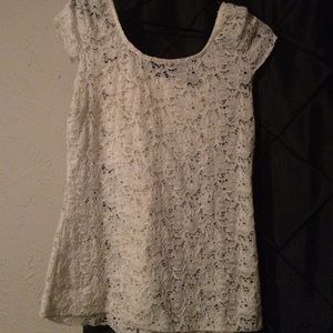 Rue 21 large lace cream shirt with huge bow