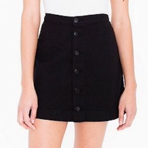American Apparel Black Denim Button Down Skirt