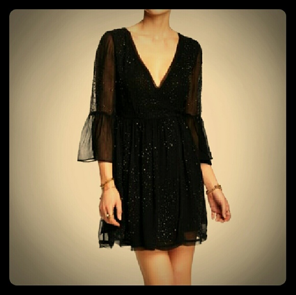 Free People Georgette Beaded Wrap Dress