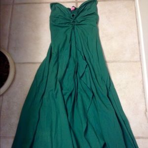 Strapless high low dress in turquoise, med