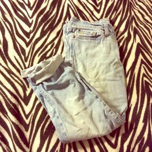 Abercrombie and Fitch boyfriend jeans.